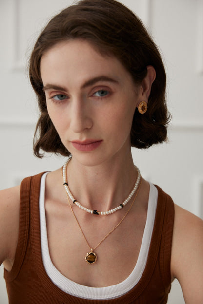 Tiger Eye Pendant Necklace | Hand-Carved Volcanic Texture