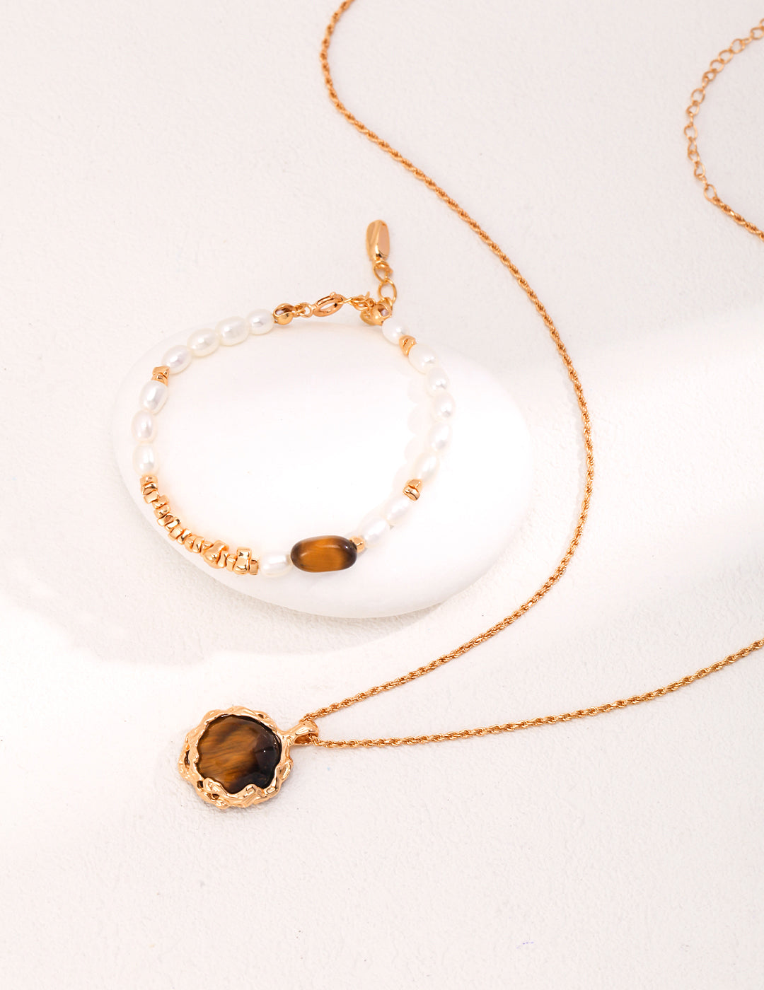 Tiger Eye Pendant Necklace | Hand-Carved Volcanic Texture