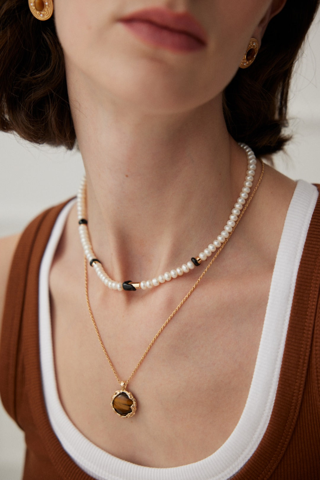 Tiger Eye Pendant Necklace | Hand-Carved Volcanic Texture