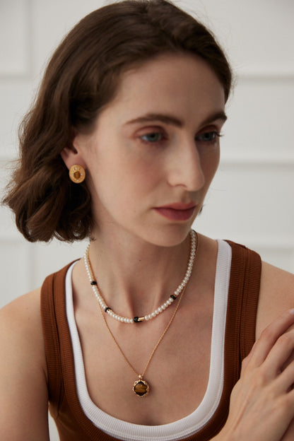Tiger Eye Pendant Necklace | Hand-Carved Volcanic Texture