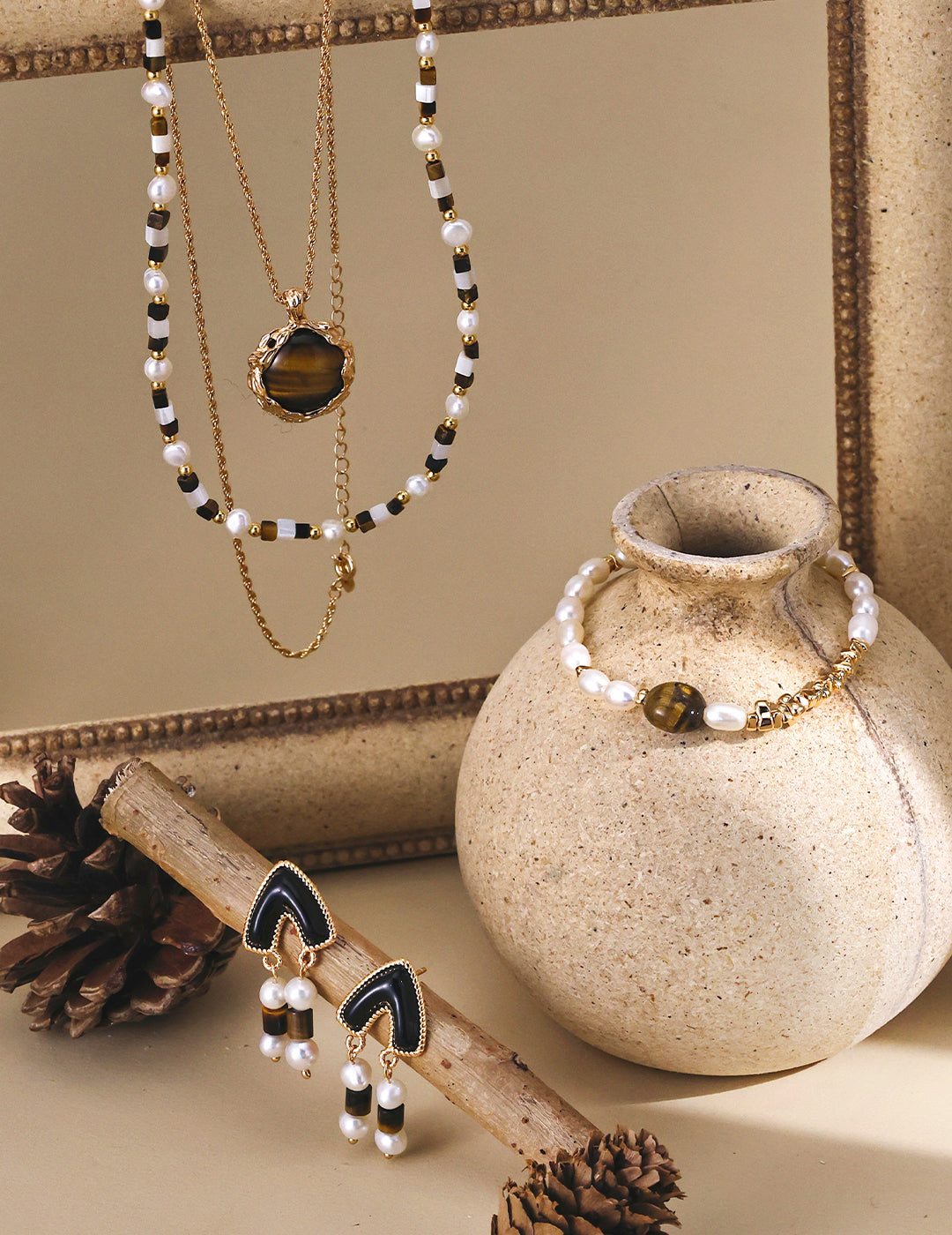Tiger Eye Pendant Necklace | Hand-Carved Volcanic Texture