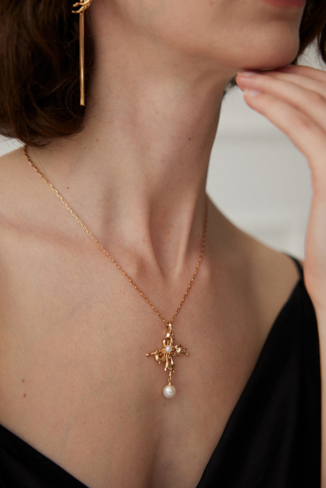 Butterfly Orchid Pearl Necklace | S925 Silver Tassel Design