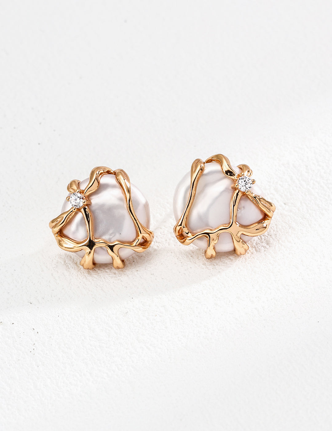 Natural Baroque Pearl Earrings | Flowing Water Design