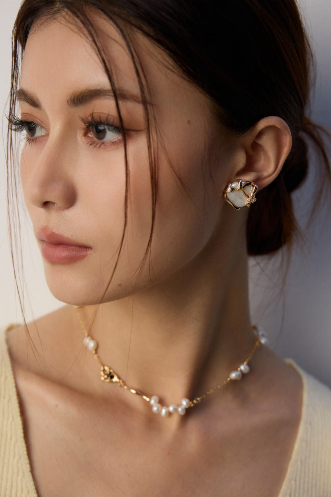 Natural Baroque Pearl Earrings | Flowing Water Design
