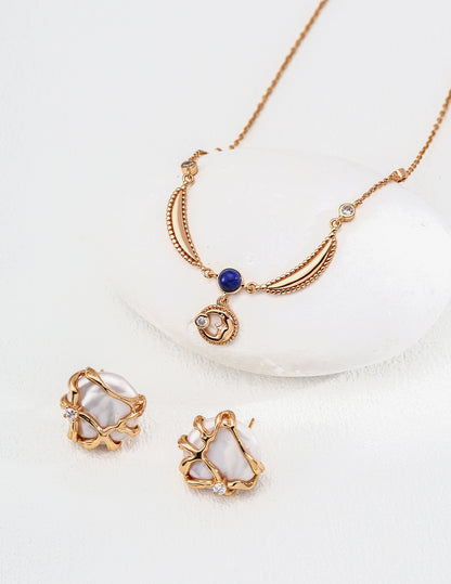 Natural Baroque Pearl Earrings | Flowing Water Design