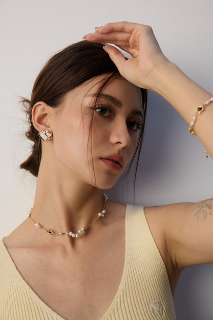 Natural Baroque Pearl Earrings | Flowing Water Design