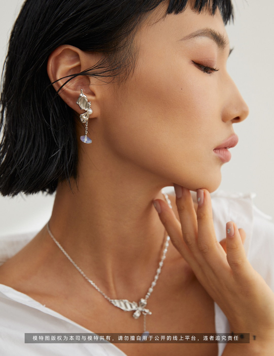 S925 Silver AB-Style Asymmetric Butterfly Earrings