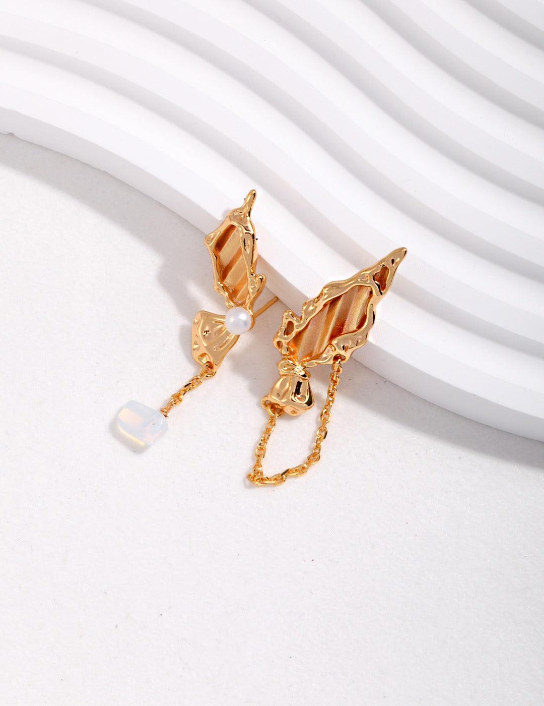 S925 Silver AB-Style Asymmetric Butterfly Earrings