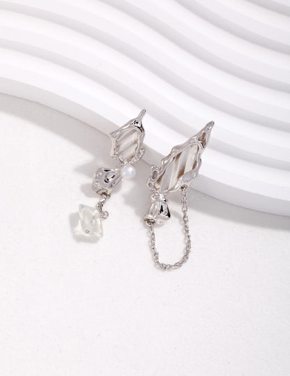 S925 Silver AB-Style Asymmetric Butterfly Earrings
