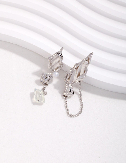 S925 Silver AB-Style Asymmetric Butterfly Earrings