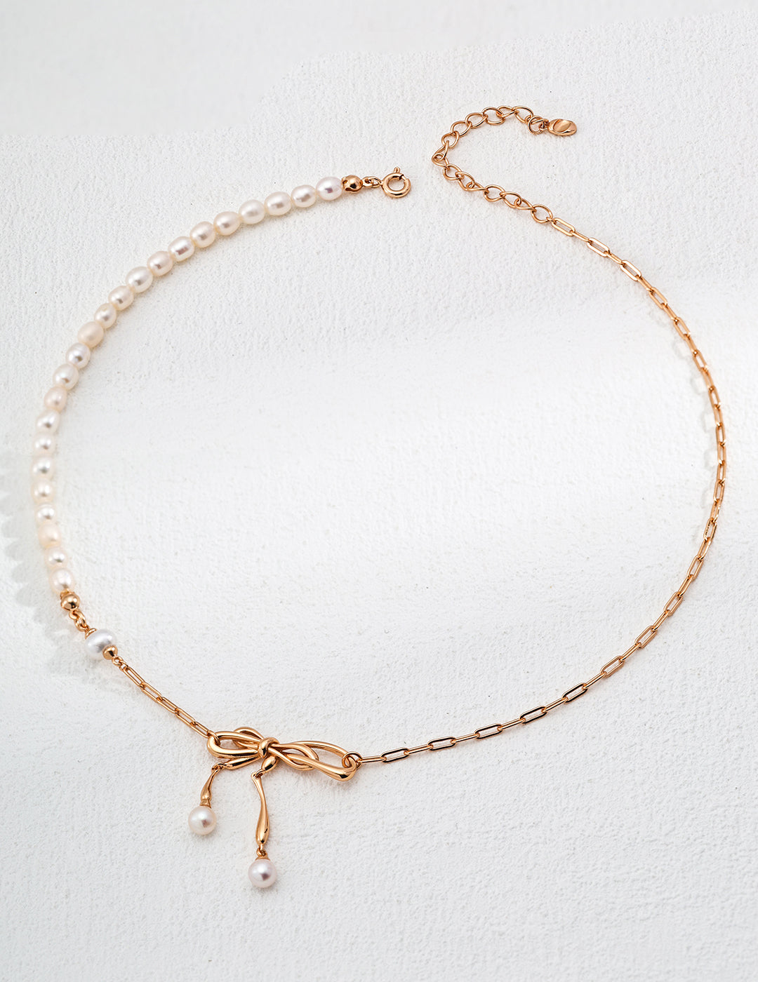 S925 Silver Bowknot Pearl Necklace | Vintage Gold & Platinum