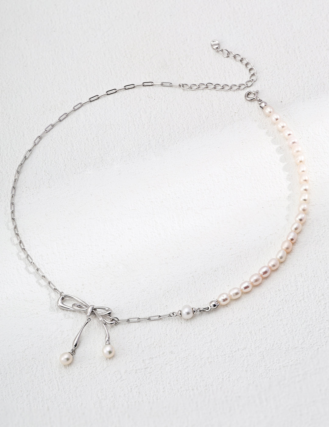 S925 Silver Bowknot Pearl Necklace | Vintage Gold & Platinum