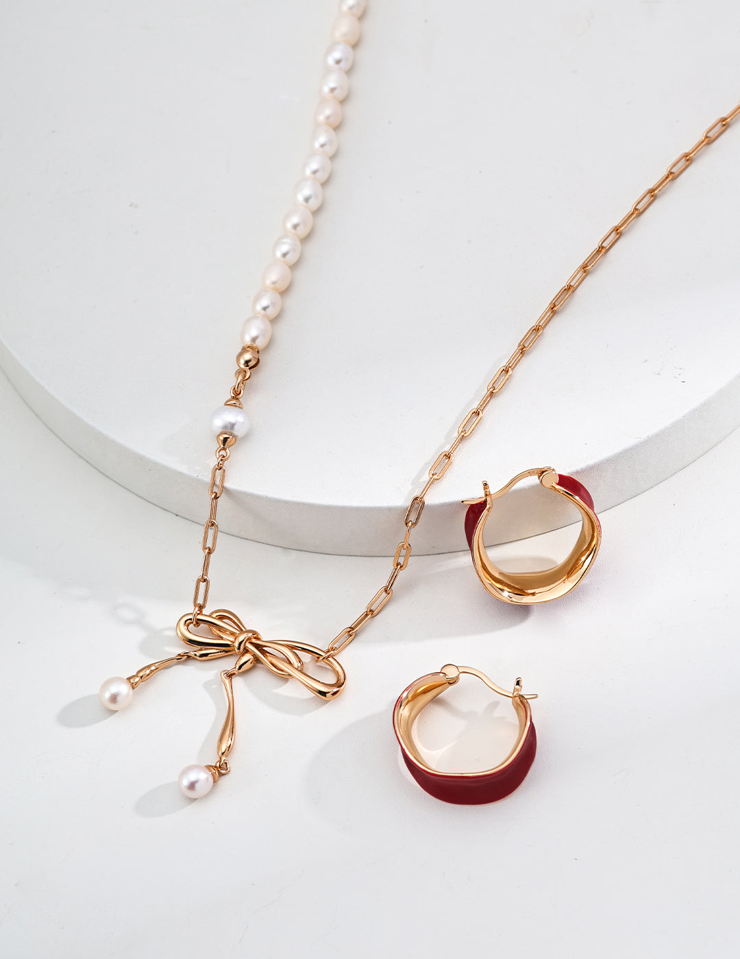 S925 Silver Bowknot Pearl Necklace | Vintage Gold & Platinum