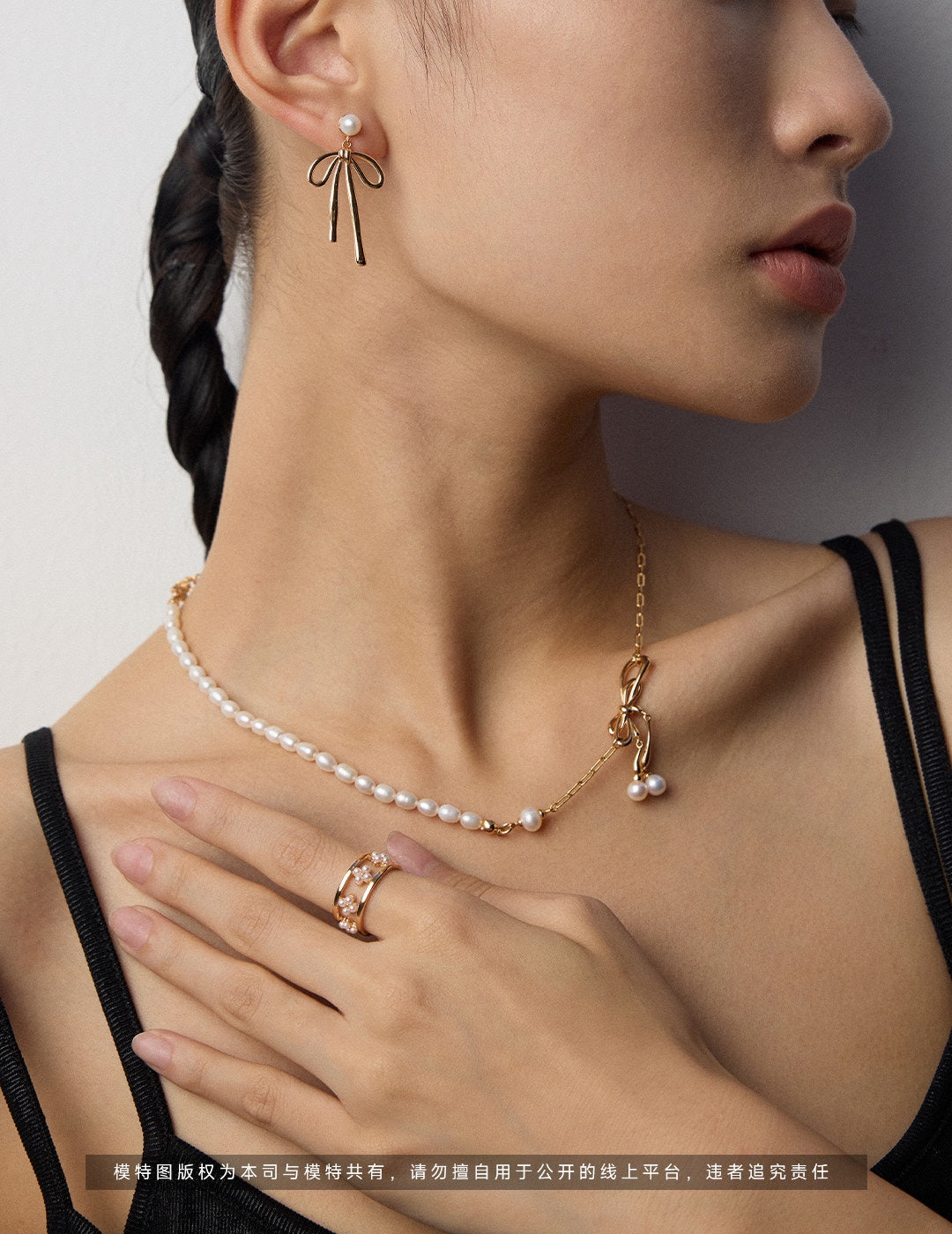 S925 Silver Bowknot Pearl Necklace | Vintage Gold & Platinum