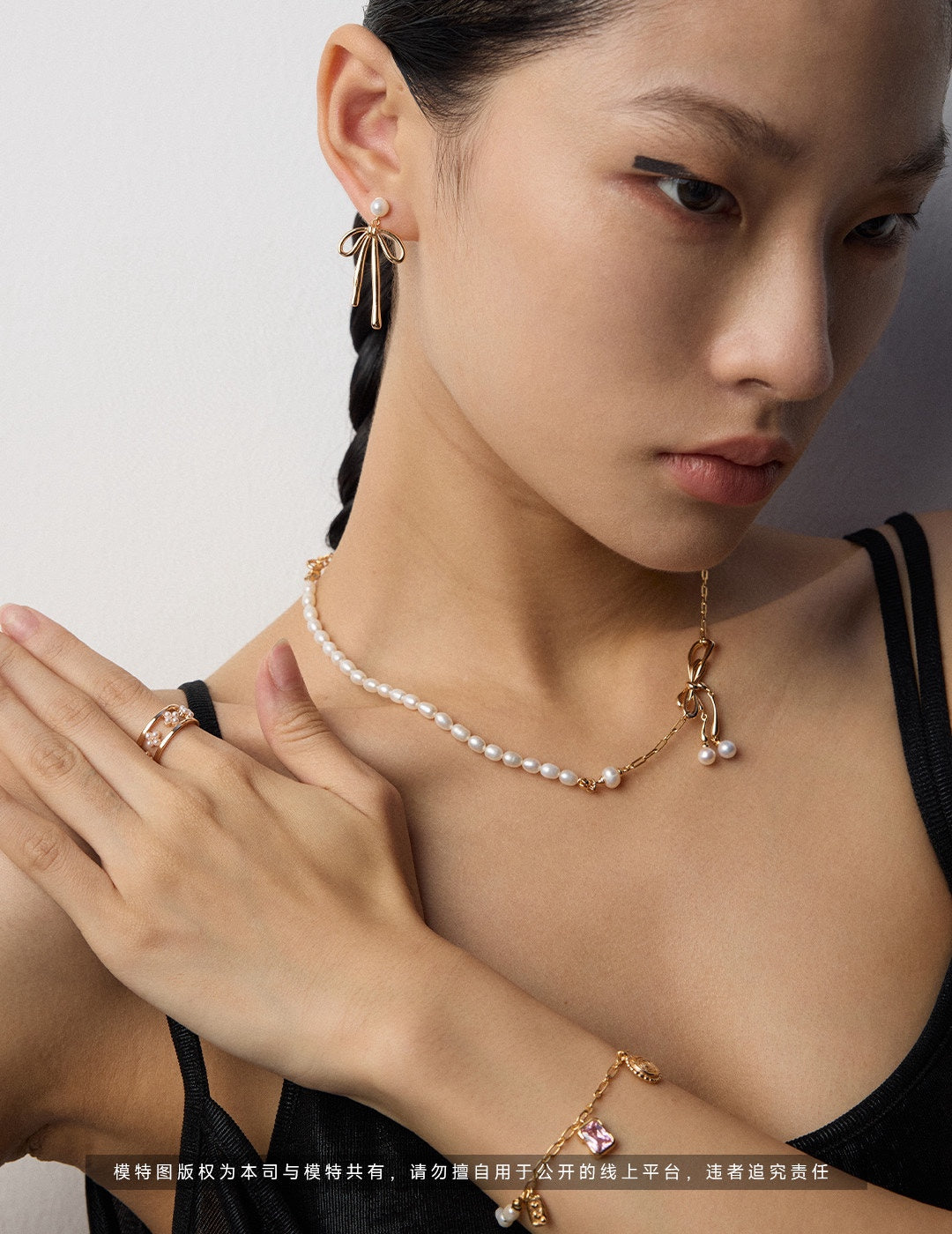 S925 Silver Bowknot Pearl Necklace | Vintage Gold & Platinum