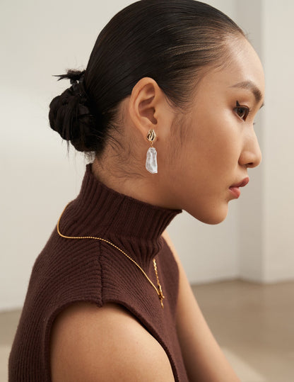 S925 Silver Baroque Pearl Earrings | Irregular Design Elegant