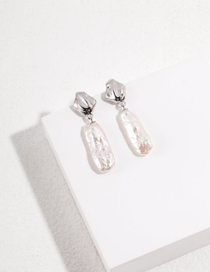 S925 Silver Baroque Pearl Earrings | Irregular Design Elegant